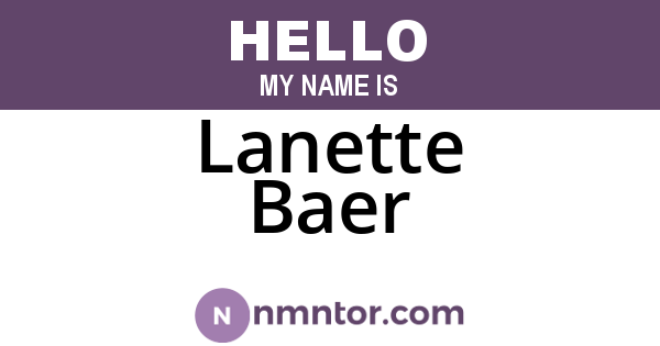 Lanette Baer
