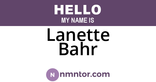 Lanette Bahr