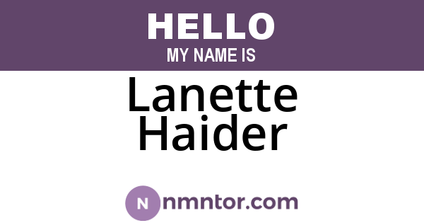 Lanette Haider