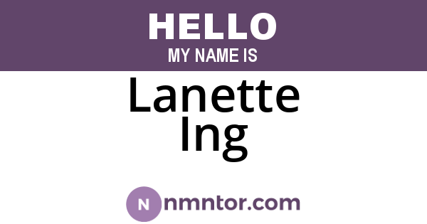 Lanette Ing