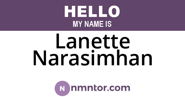 Lanette Narasimhan
