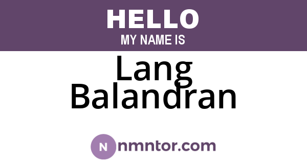 Lang Balandran