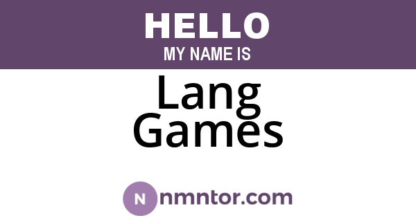 Lang Games