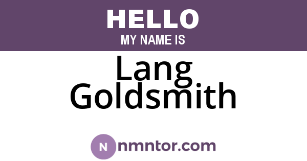 Lang Goldsmith