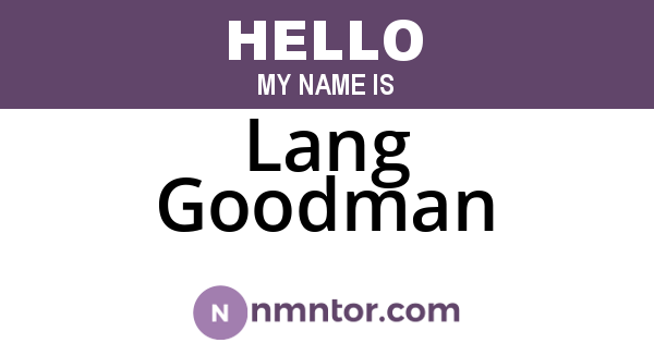Lang Goodman