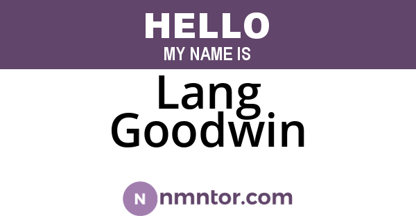Lang Goodwin