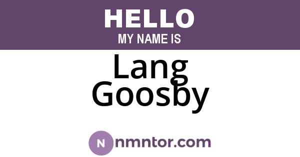 Lang Goosby