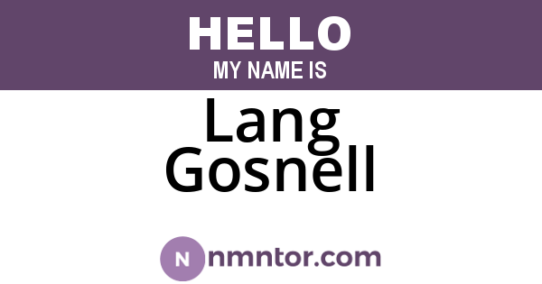 Lang Gosnell