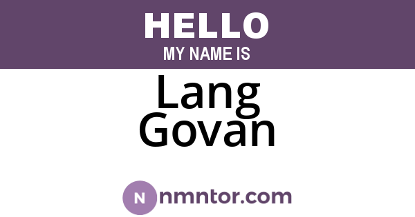 Lang Govan
