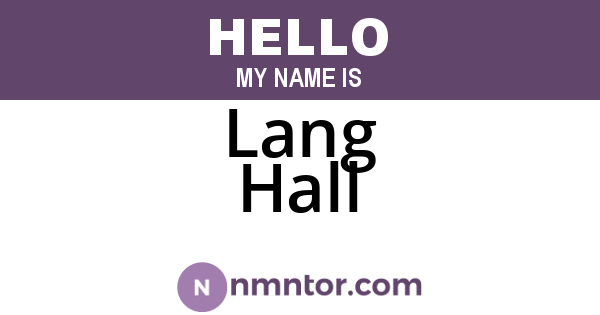 Lang Hall
