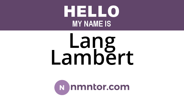 Lang Lambert