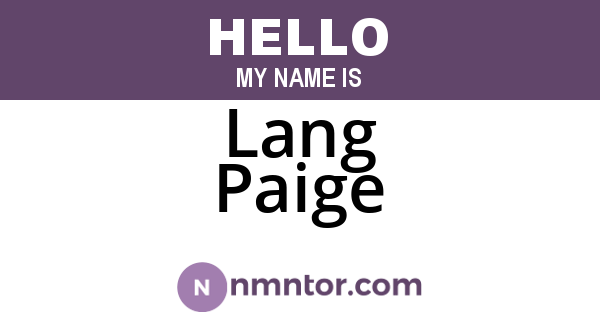Lang Paige