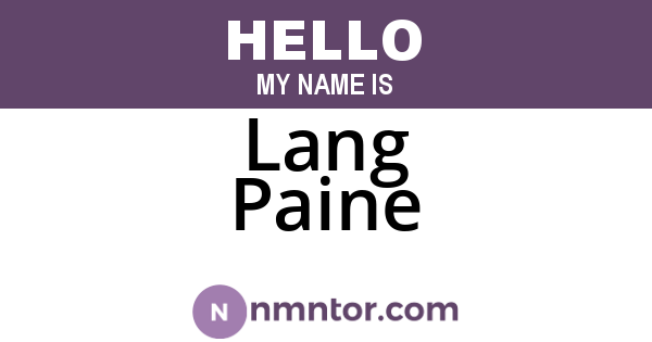 Lang Paine