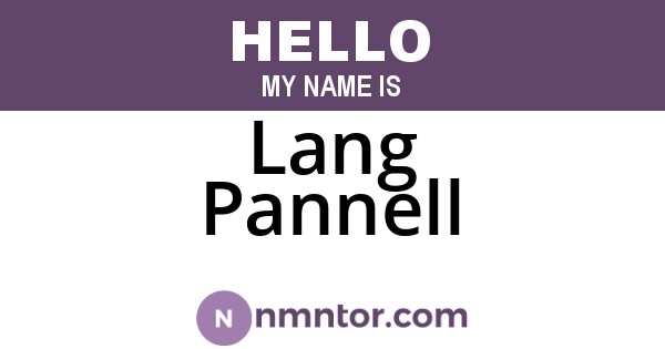 Lang Pannell