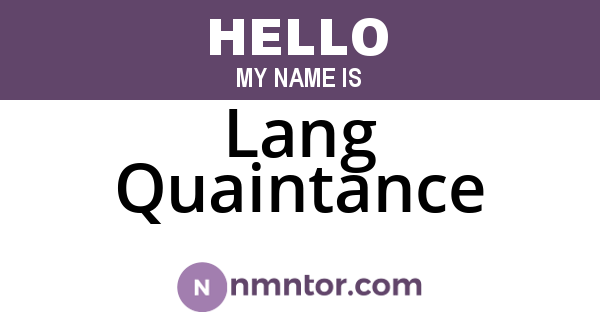 Lang Quaintance