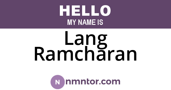 Lang Ramcharan