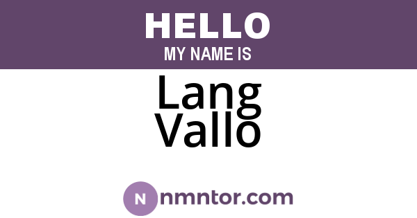 Lang Vallo