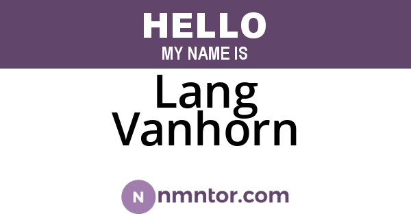 Lang Vanhorn
