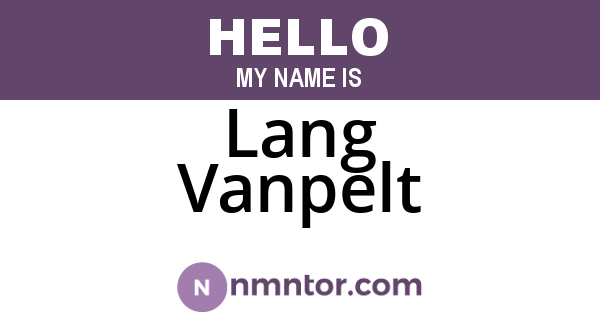 Lang Vanpelt