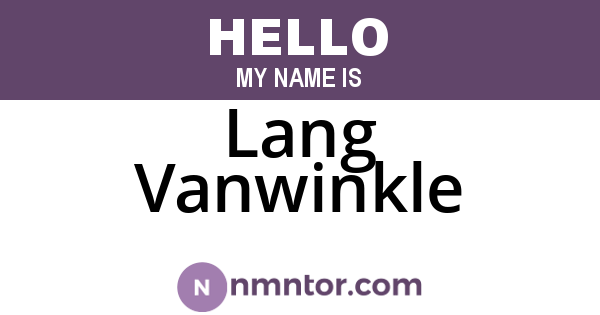 Lang Vanwinkle