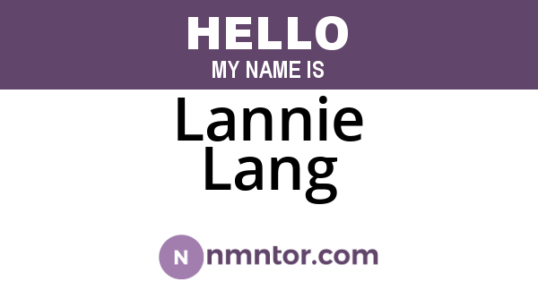 Lannie Lang