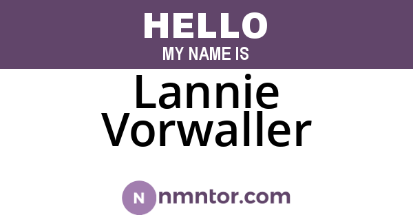 Lannie Vorwaller