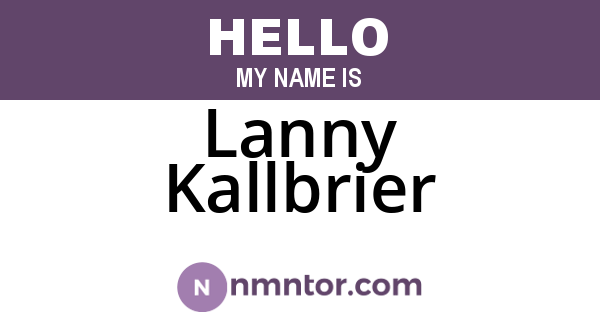 Lanny Kallbrier