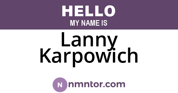 Lanny Karpowich