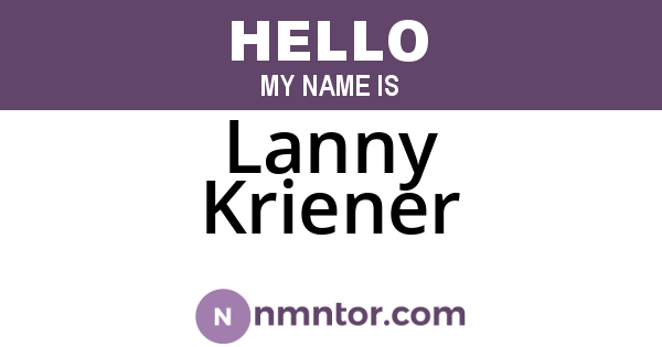 Lanny Kriener