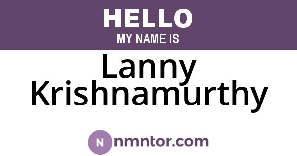 Lanny Krishnamurthy