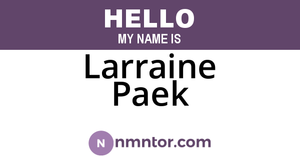 Larraine Paek