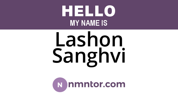 Lashon Sanghvi