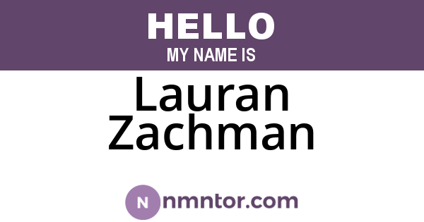 Lauran Zachman