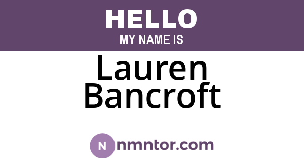Lauren Bancroft