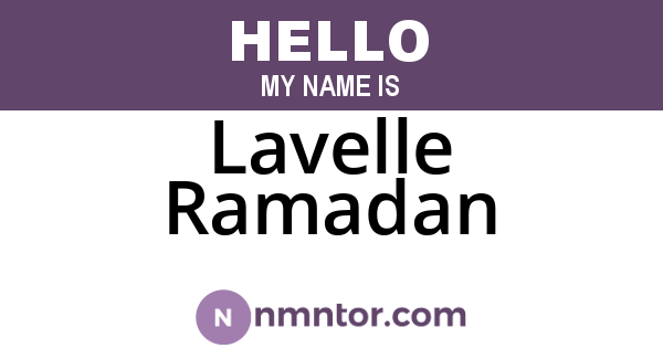 Lavelle Ramadan