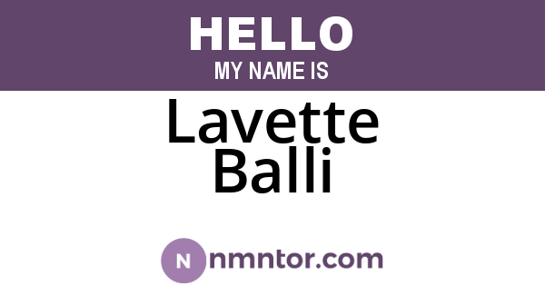 Lavette Balli