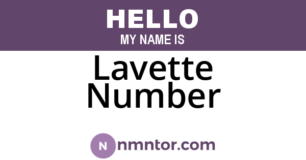 Lavette Number