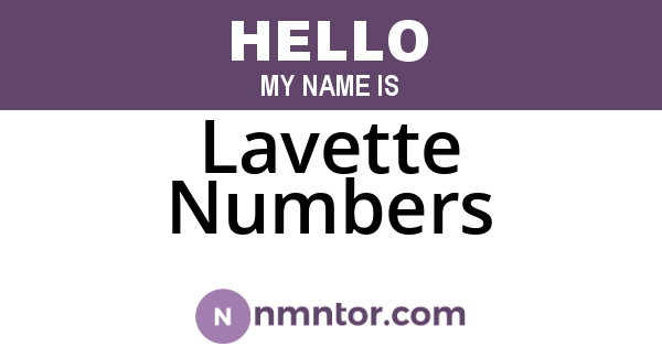 Lavette Numbers
