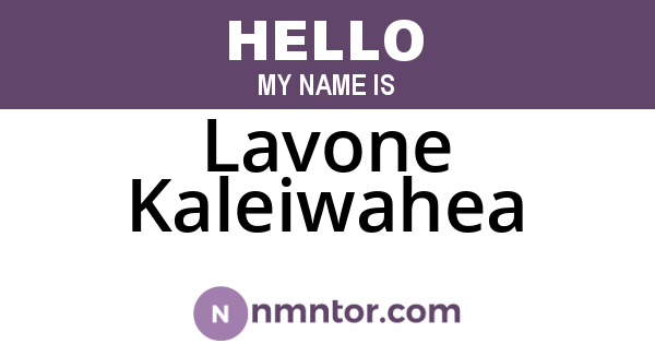 Lavone Kaleiwahea