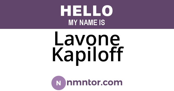 Lavone Kapiloff