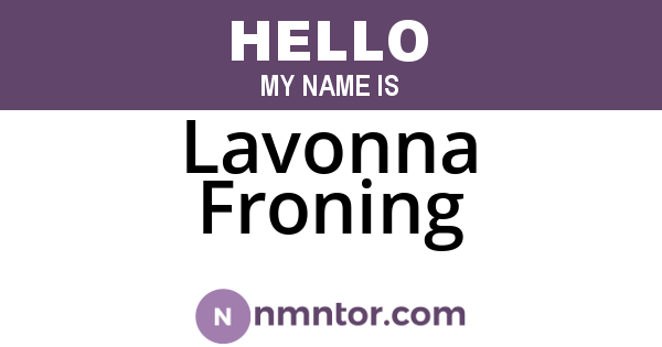 Lavonna Froning