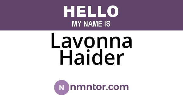 Lavonna Haider