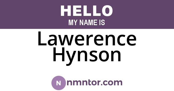 Lawerence Hynson