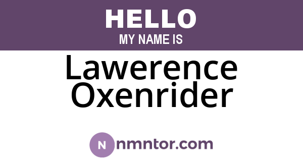 Lawerence Oxenrider