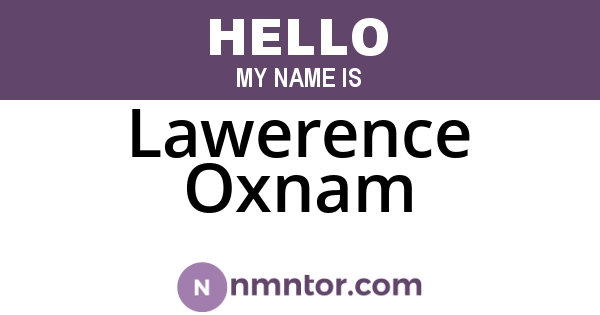 Lawerence Oxnam