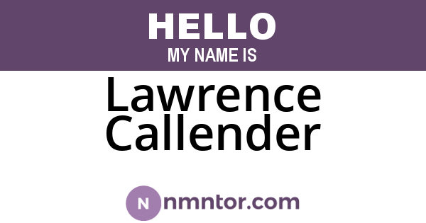 Lawrence Callender