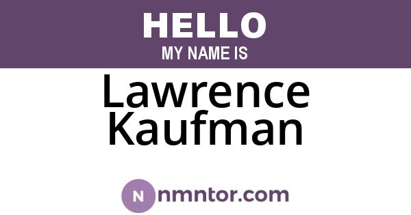 Lawrence Kaufman