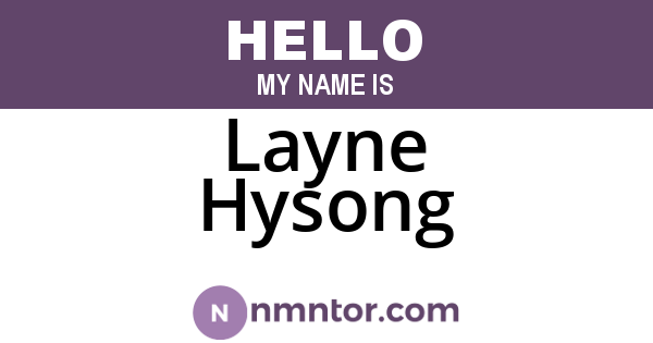 Layne Hysong