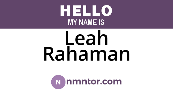 Leah Rahaman