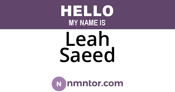 Leah Saeed